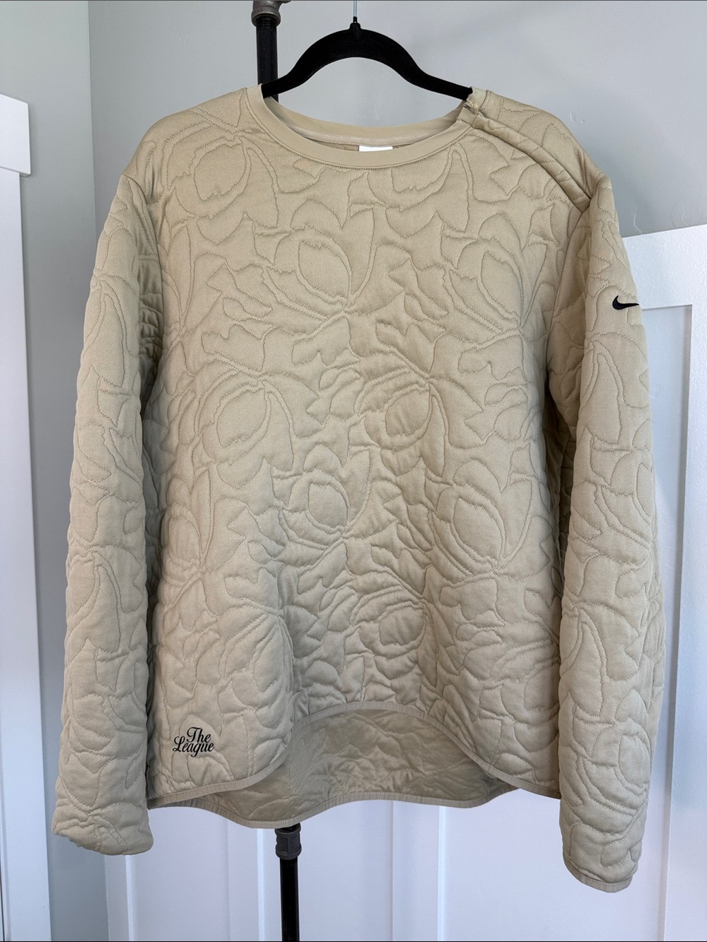 Nike Quilted Floral Crew Sweatshirt in Beige